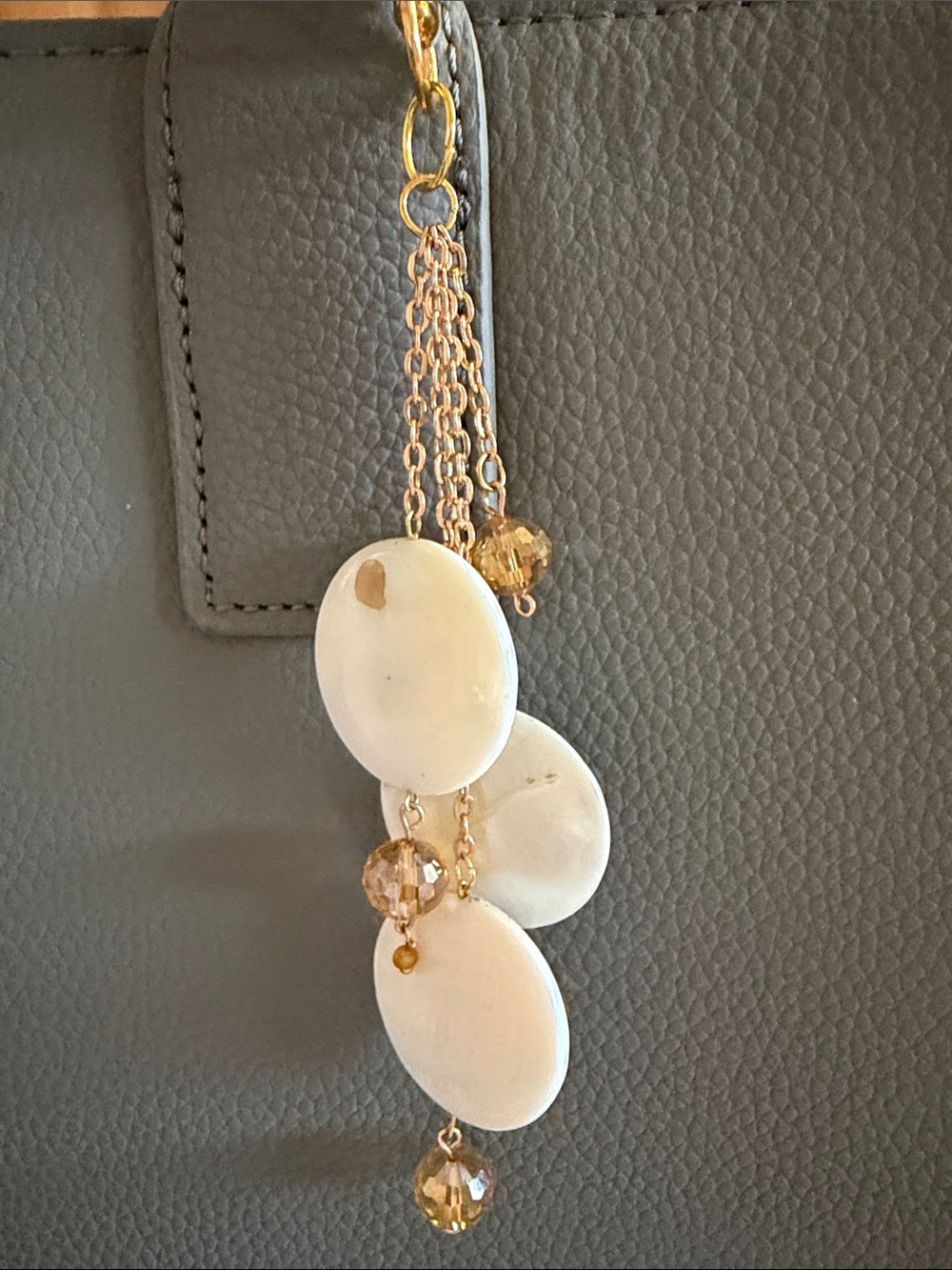 Gold Chain  Mother of Pearl Purse Charm